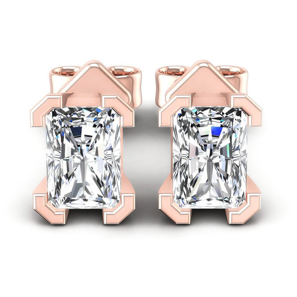 18K White Gold Earrings with 1.53CT Radiant cut Diamond center stones and  1.22ct side stones – Cristino Jewelry